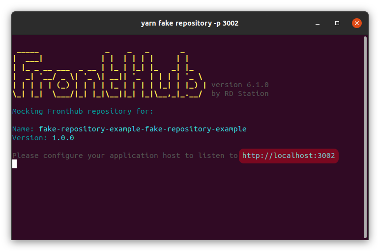 Photo of terminal displaying the Fake repository server up and running