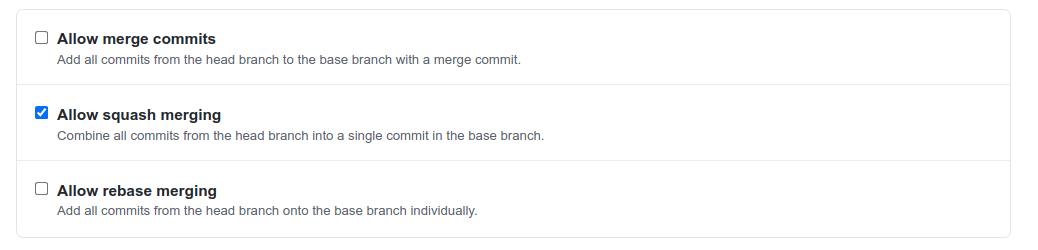 GitHub merging approach options