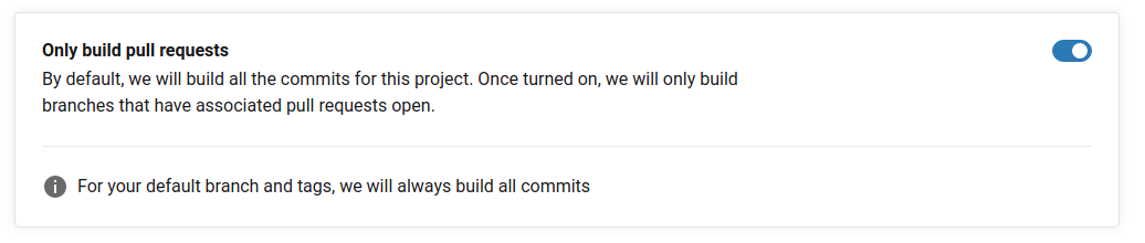 Only build pull requests option